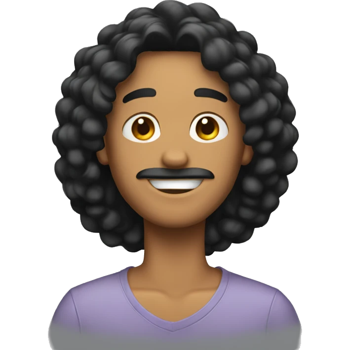 chico con cabello negro y largo emoji