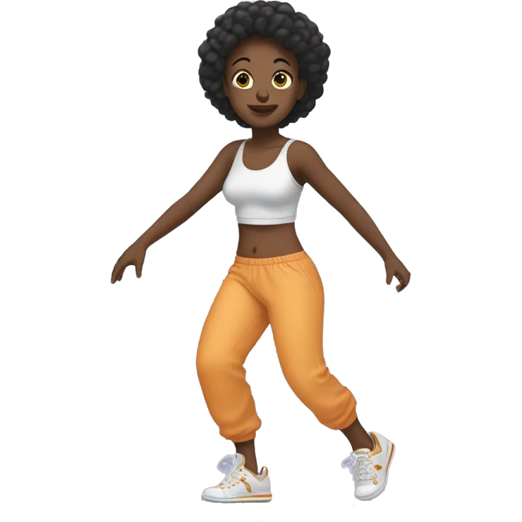 Girl dancing in bra top and parachute pants in sneakers  emoji