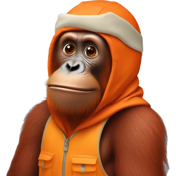 Orangutan wearing Orange ski mask emoji