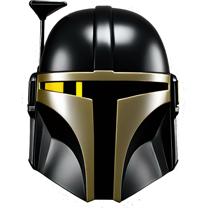 Gloss black and yellow mandalorian helmet with one antenna emoji