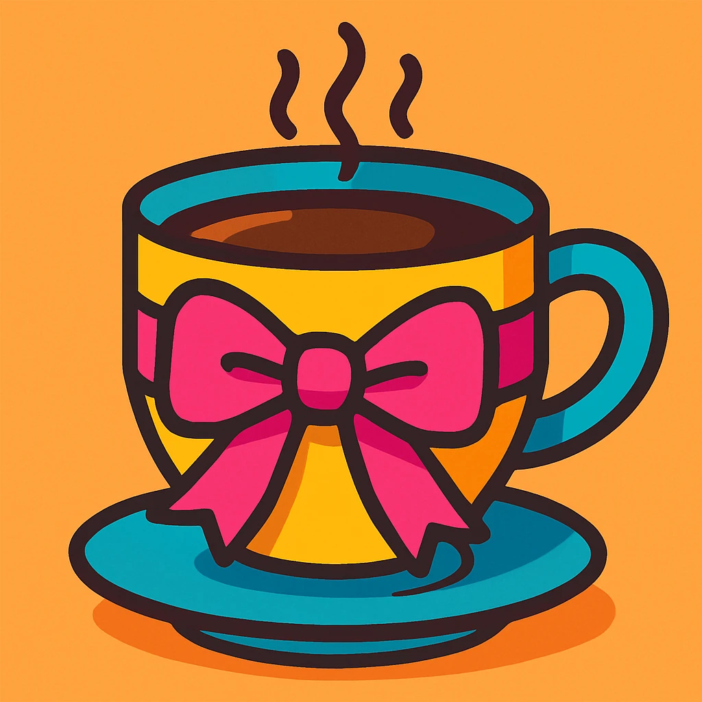 coffee cup with a pink ribbon emoji