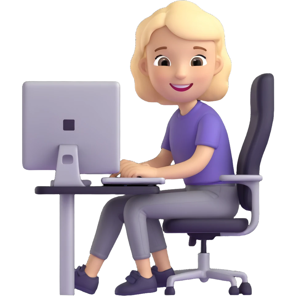 cheerful software developer emoji, person at a computer emoji
