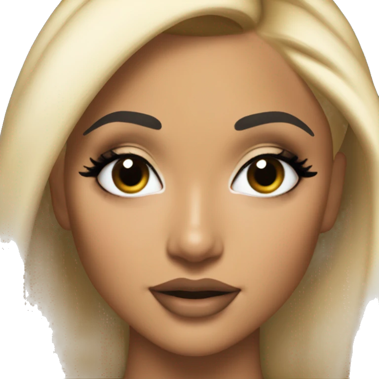 Ariana grande with eye-liner her iconic very  high Sleek blonde ponytail in yes and music vidéo outfit and makeup  emoji