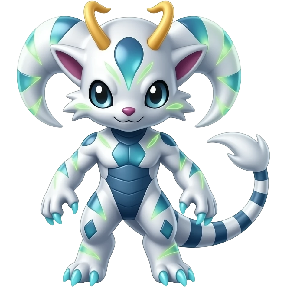 Cool Edgy Shiny Ethereal Monsterous Legendary Renamon-Zeraora-Lombax-hybrid full body emoji