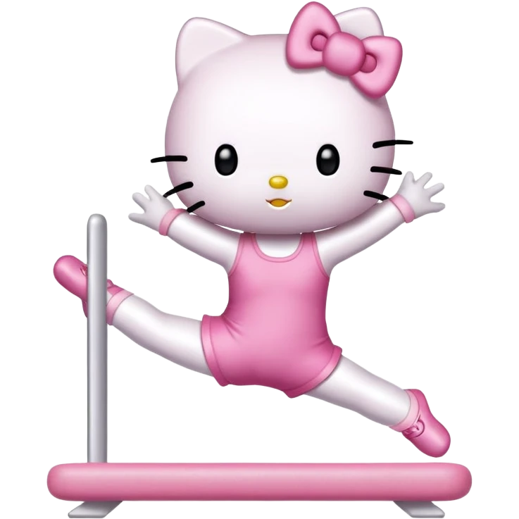Hello Kitty doing a gymnastics straight jump emoji