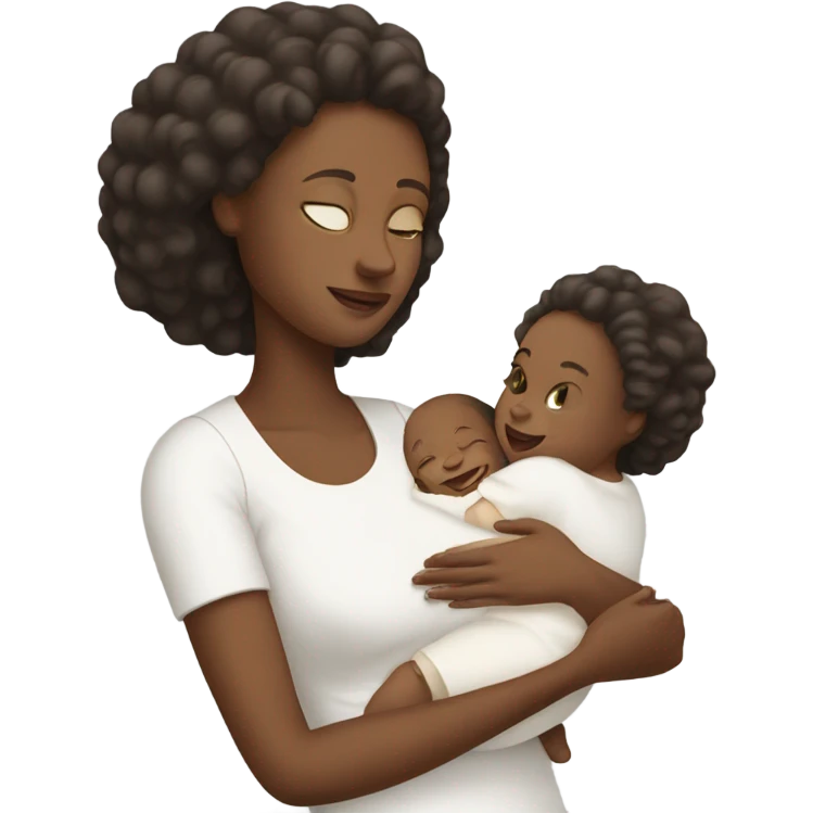 A white mother holding her white baby girl emoji