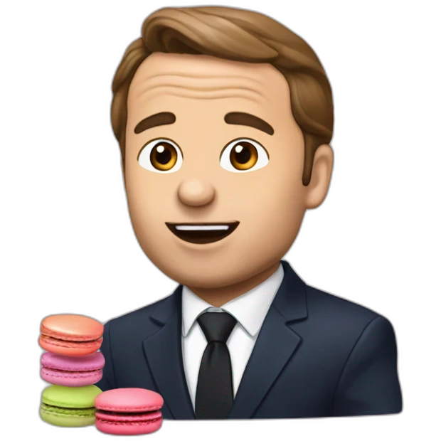 Macron qui mange des macarons emoji