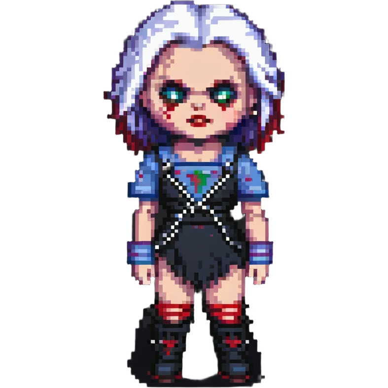 Chucky's bride in pixel art style emoji