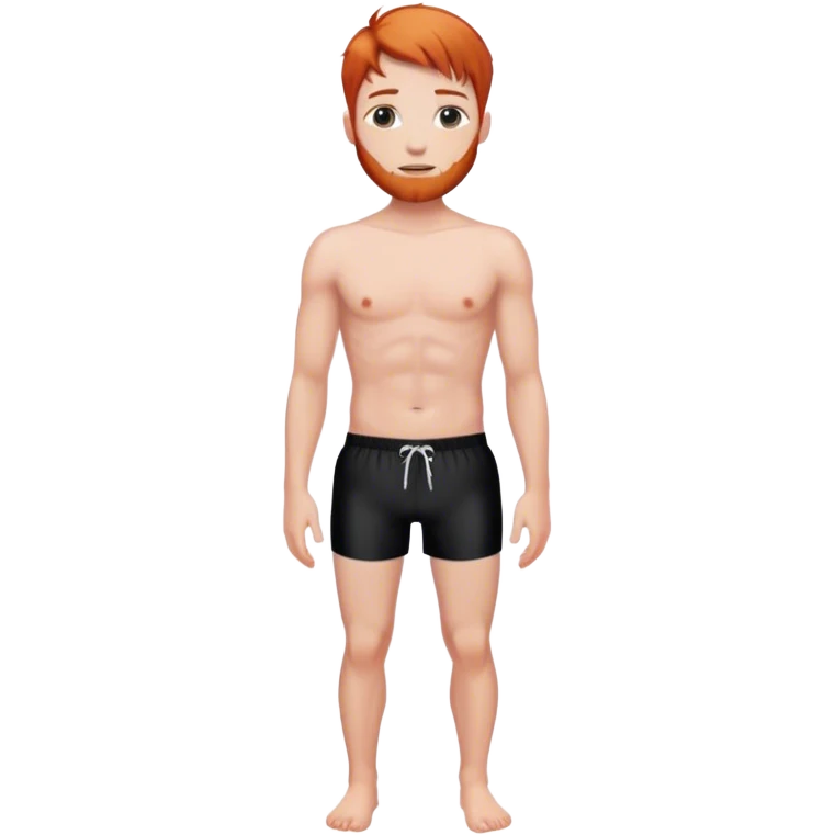 hot Man in black  swimming shorts  white skin copper hair  sexey body emoji