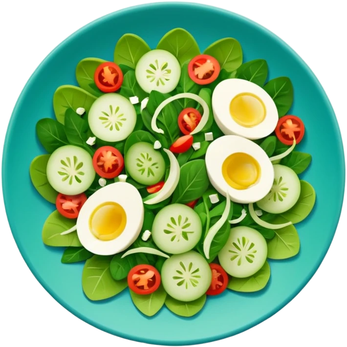 Salad community avatar in clean style illustration. Classic salads like Olivier, Greek or Tashkent, vibrant greens and colorful ingredients, simple shapes, flat design, high contrast, fresh and inviting. emoji