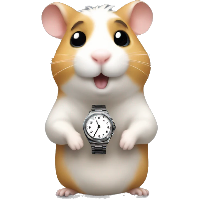 hamster shows what time it is on his watch emoji