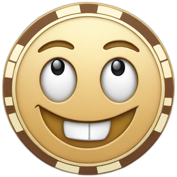 a casino chip with cartoon face emoji