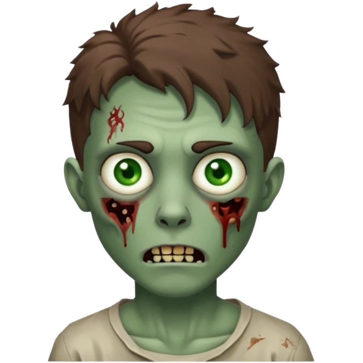 Zombie with lil bit curly medium brown hair in wolf cut hair style emoji