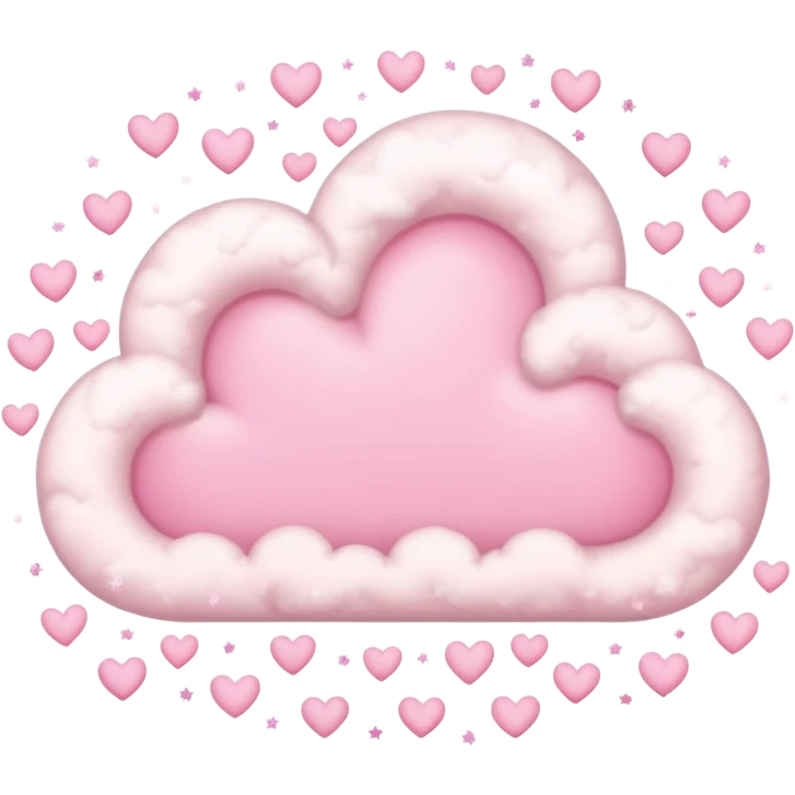 Cloud around pastel pink hearts, with sparkles emoji