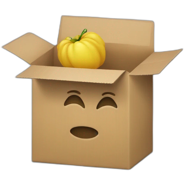 un carton sur une étagère emoji