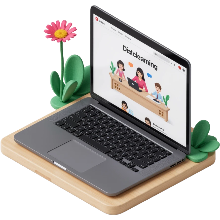 a laptop with e-learning content on the display, skeuomorphism style, brushed metal, realistic highlights, interactive elements visible emoji
