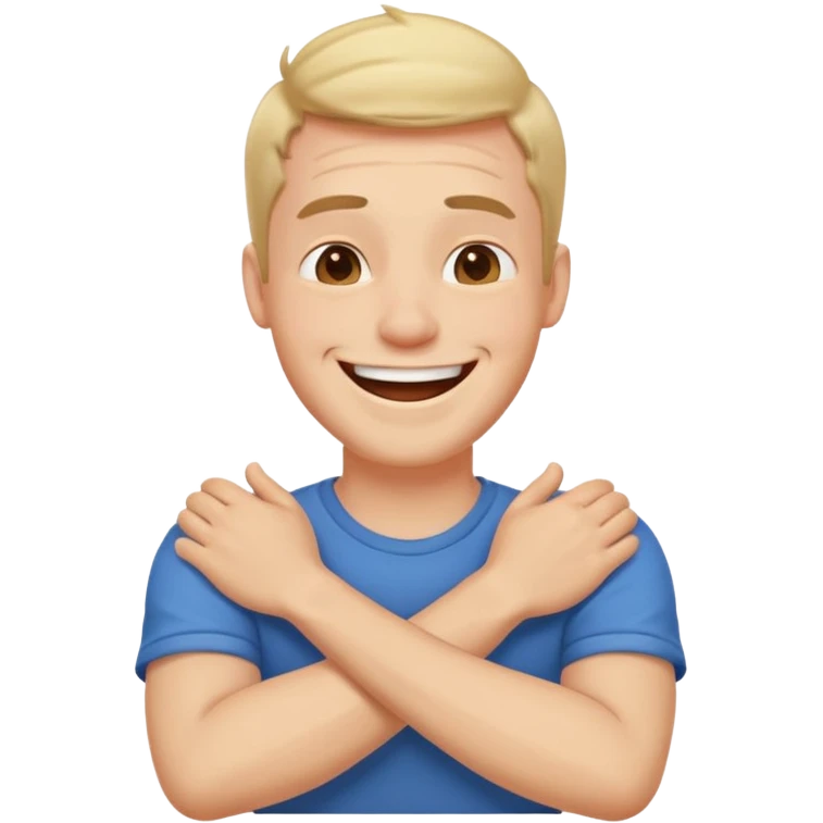 Arms crossed holding neck laughing guy emoji