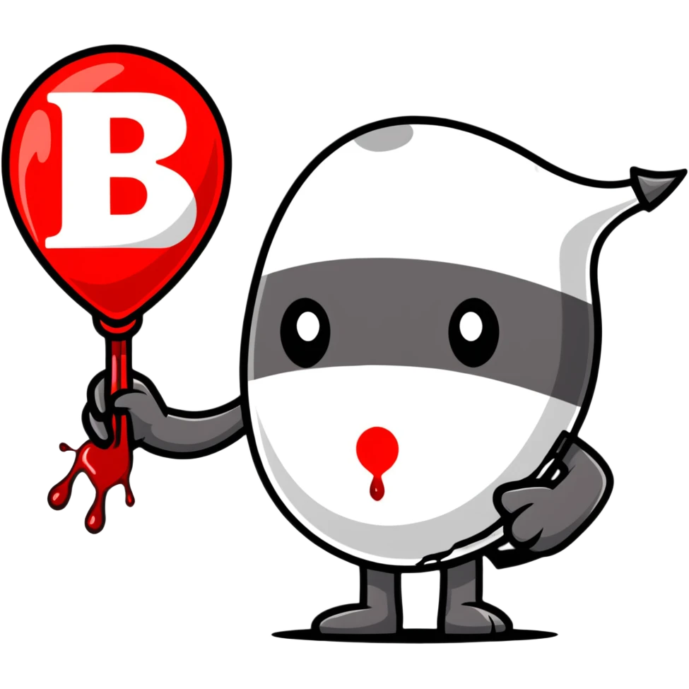 blood drop character holding a B.R.B. sign emoji