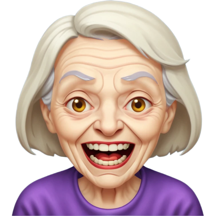 mad ugly old laughing evil woman emoji