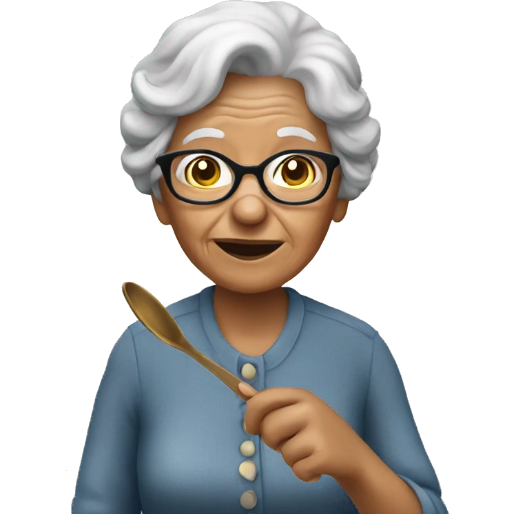A granny holding a spoon emoji
