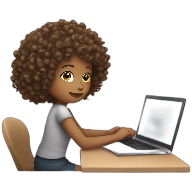 curly girl working on laptop emoji