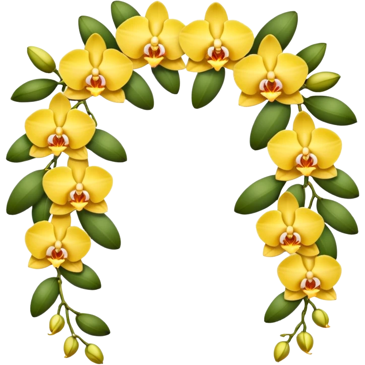 Yellow orchid flower garland emoji