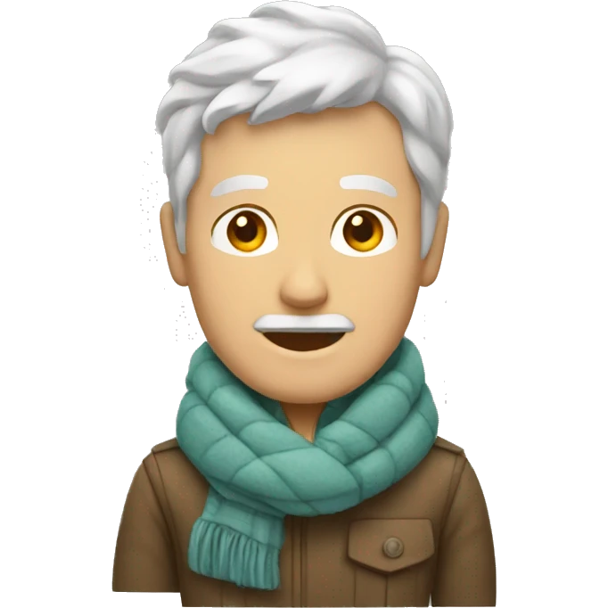 white man with a warm jacket and scarf emoji