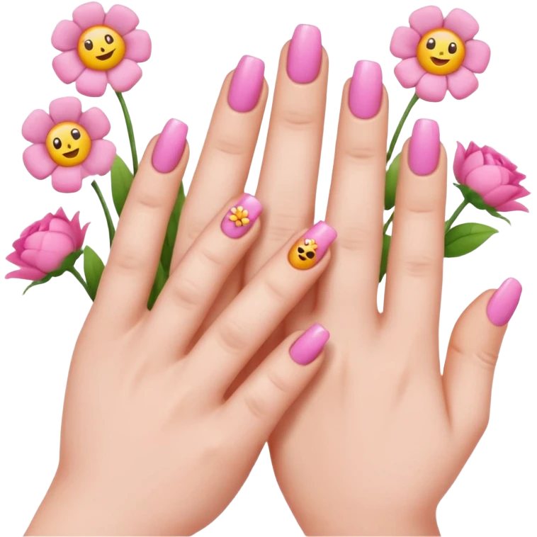 nails emojis, nail artist flowers all pink and aesthetic emoji