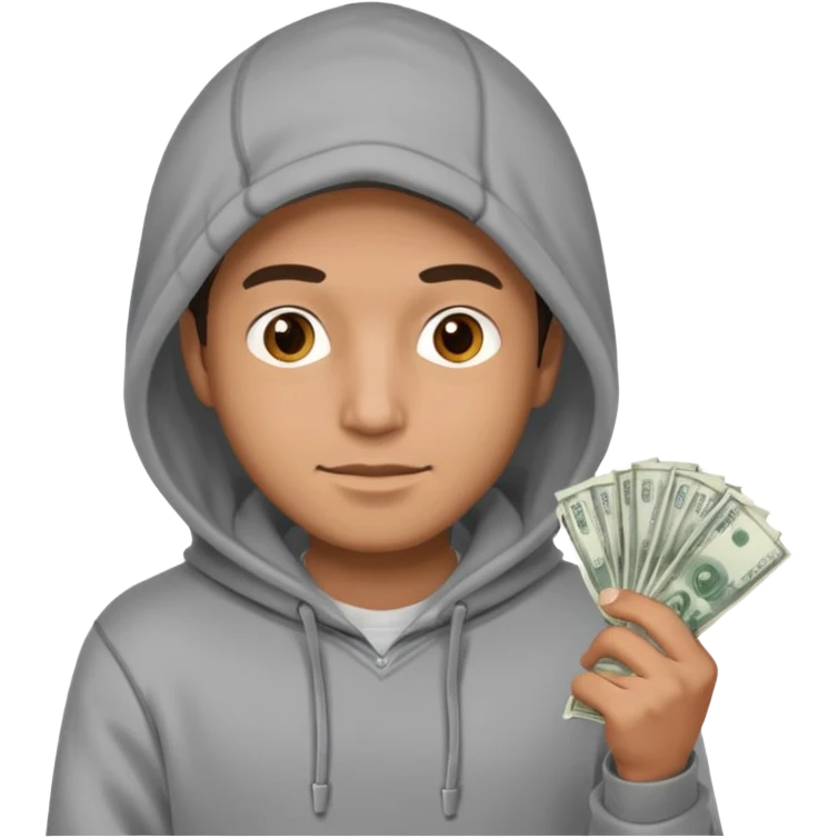 hoodied guy making money emoji