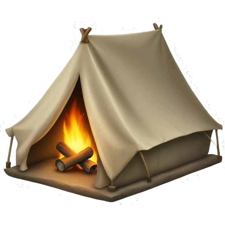 Camp tent with fireplace emoji