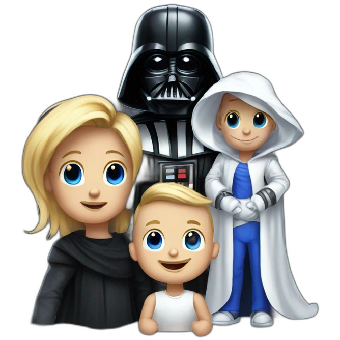 happy family of donald trump darth vader and baby sonic emoji
