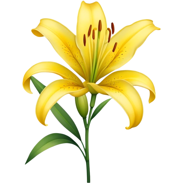 single Bright Yellow Lily, straight stem emoji