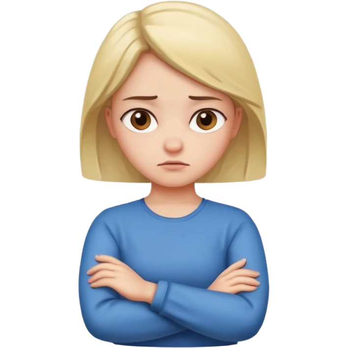 Generate a girl chocking herself cross arms looking annoyed  emoji