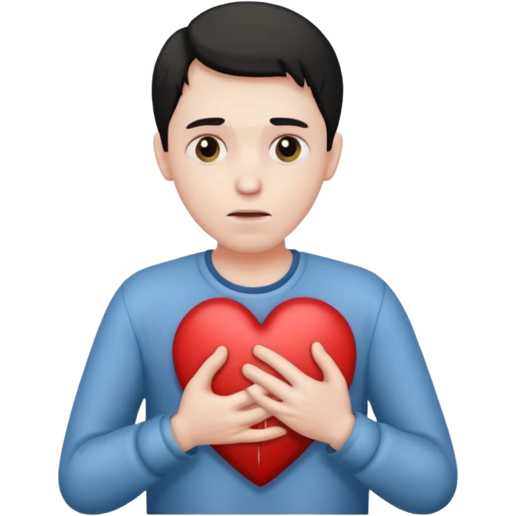 Men I sick hold his heart by 1 hand emoji