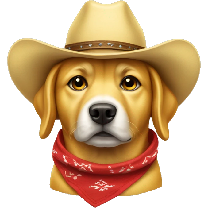 Yellow dog wearing a cowboy hat and red bandana  emoji