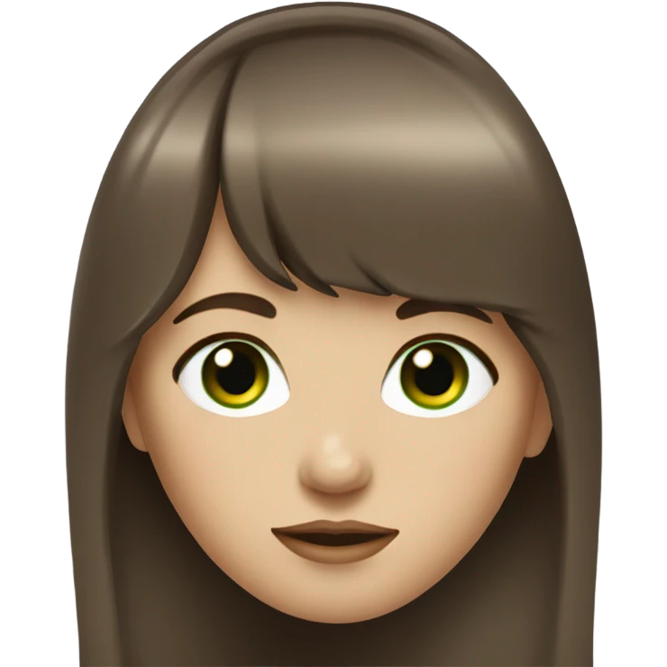 Woman Brown hair with bangs and green Eyes - in a cute pose emoji