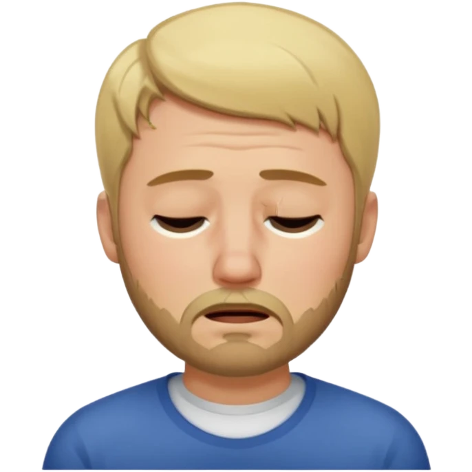 A man with short unparted blond hair hair and a short brown  beard making a weary crying  face with eyes closed emoji