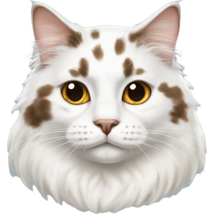 White mainecoon cat with brownish black spots emoji