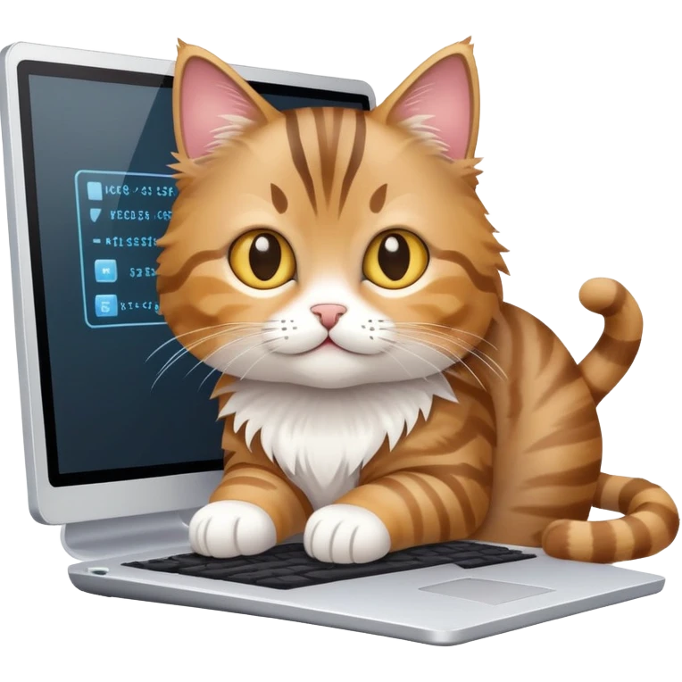 a cute cat on a computer emoji