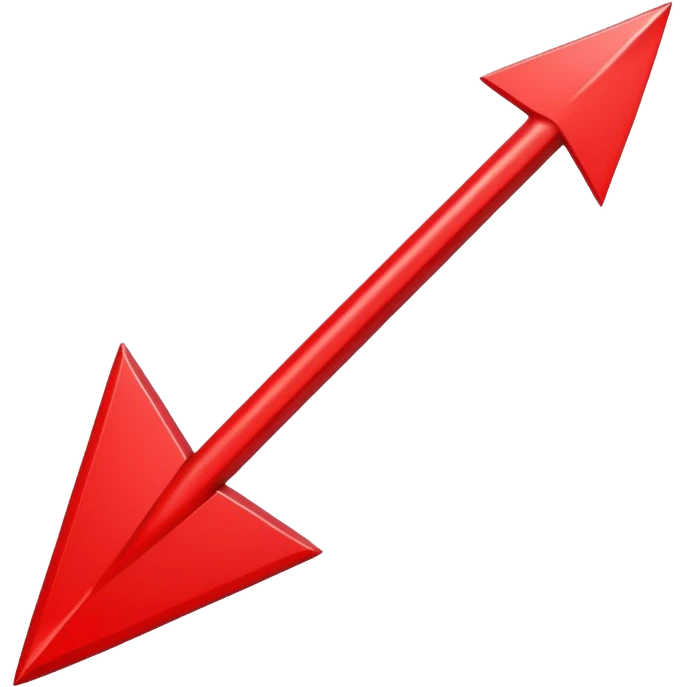 A simple, bold red downward arrow with clean edges, solid fill, and a modern emoji-like style. The arrow points straight down, with a thick shaft and a wide triangular tip. emoji