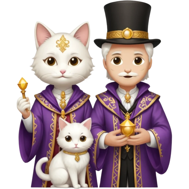 magician couple and their pet cat emoji