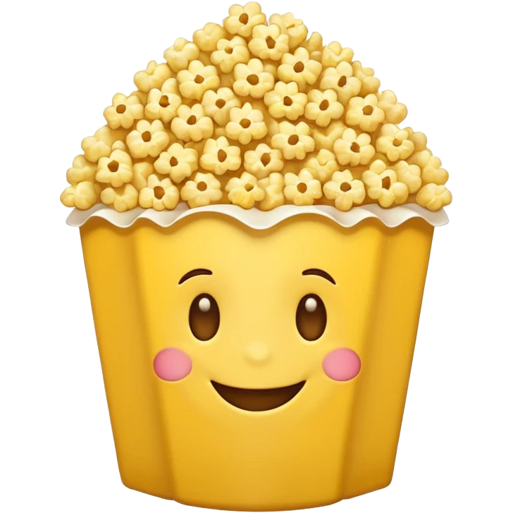 Smiling Emoji 😋 with 👀 for eyes with popcorn 🍿in front  emoji