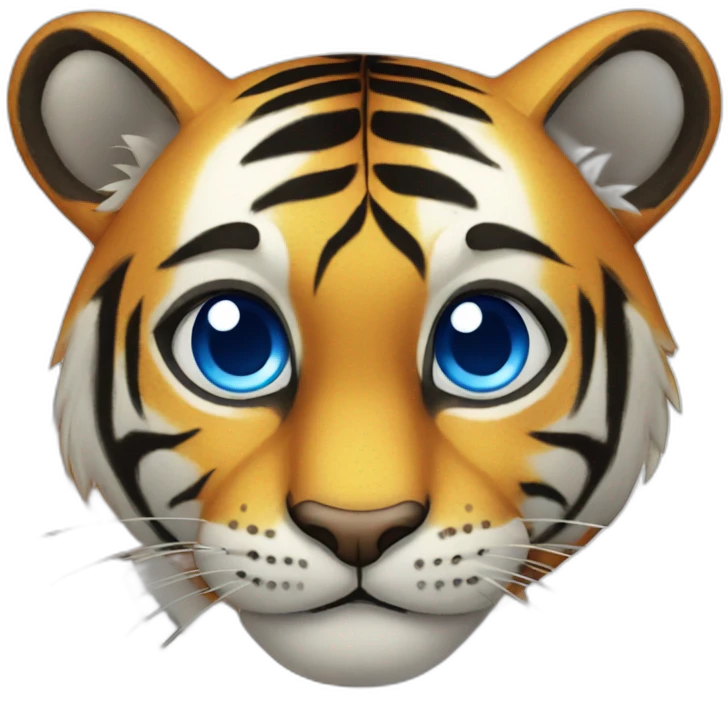 tiger with big blue eyes, shiny and sparkles emoji