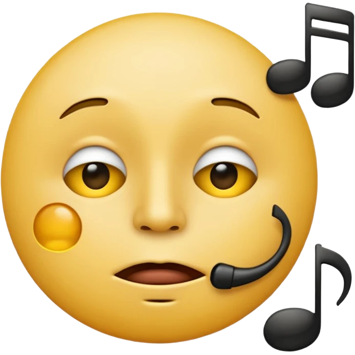 yellow circle face emoji whistling with music notes coming out its mouth and side-eyeing emoji