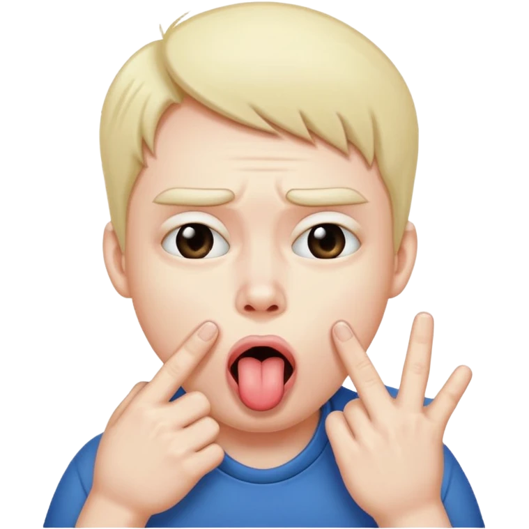 Quelqu’un ou quelque chose de bizarre qui tire la langue en tirant ses joue avec ses doits en mode t’a trop le seum emoji