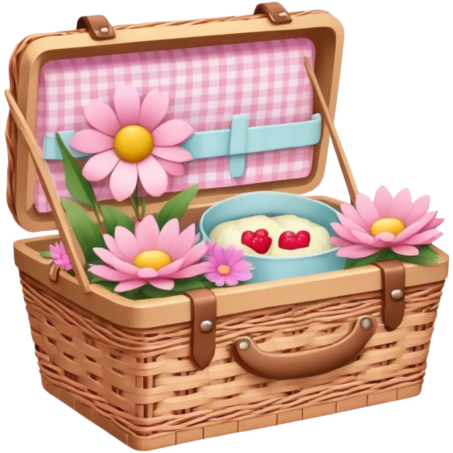 Pink picnic with pastel flowers emoji