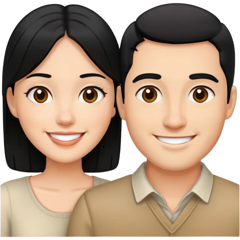 Black hair couple smiling  emoji