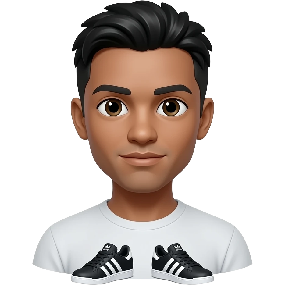 una persona con pelo negro i zapatos adidas emoji