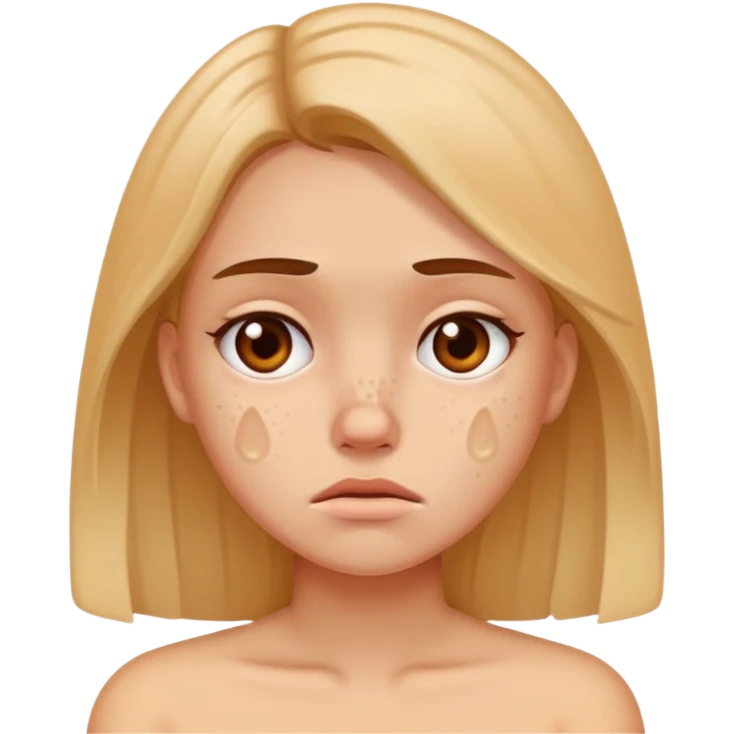Girl with bad acne sad emoji