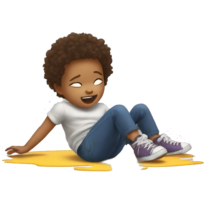 A toddler tantrum kicking their legs on the floor emoji